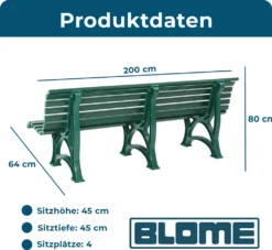 BLOME Sitzbank Borkum – Gartenbank Für Garten, Balkon, Terrasse, Parkbank In Moosgrün, 4-Sitzer, Germany -Stil Beet Verkaufsgeschäft b26687fc6e412bc6eaa4798776240bd1