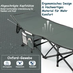 COSTWAY Klappbare Campingliege, Campingbett Feldbett Klappbett, Liege Bett Reiseliege Bis 400 Kg Belastbar, Einzelbett Faltbett Mit Seitentasche, Für Campingplatz, Strand Und Büro -Stil Beet Verkaufsgeschäft b3ed13f3e05f2827075813a38e9aa04c