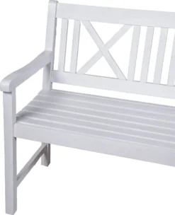 Garden Pleasure Gartenbank Bank MALMÖ 3-Sitzer B 154 X T 59 X H 89 Cm, Bank Aus Weiß Lackiertem Eukalyptus-Holz -Stil Beet Verkaufsgeschäft b46320305ac67e3b9d4dd690b979a378