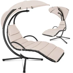 Tillvex Hängeliege Beige Mit Gestell Schwebeliege Schwingliege Gartenliege Sonnenliege Garten