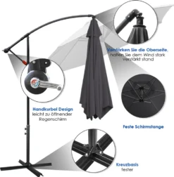 Lospitch 3.5m Sonnenschirm Gartenschirm Ampelschirm Mit Ständer UV40+ LED Solar Sonnenschutz,Grau,3.5m 11 Lospitch 3.5m Sonnenschirm Gartenschirm Ampelschirm Mit Ständer UV40+ LED Solar Sonnenschutz,Grau,3.5m -Stil Beet Verkaufsgeschäft b48e9e45c18ad33aa7de0bffda39742a 2