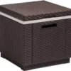 Allibert 212160 Kühlbox/Beistelltisch Ice Cube, Rattanoptik, Kunststoff, Braun