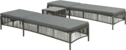 VidaXL Sonnenliegen 2 Stk. Mit Tisch Poly Rattan Grau