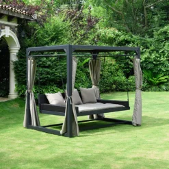 HOME DELUXE Pavillon Gartenliege PROVENCE - 236 X 180 X 210 Cm |Gartenliege Mit Sonnendach, Schwebeliege Mit Rattanbett, Doppelliege, Hollywoodschaukel -Stil Beet Verkaufsgeschäft b6ee3a1f9cda46df7220b6ef20e813cd