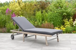 Merxx Aktionsliege "Navarra" - Aluminiumgestell Mit Kunststoffgeflecht Steinbeige, Inkl. Auflage