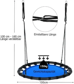 COSTWAY Ø100cm Nestschaukel Kinderschaukel, Rundschaukel 100-160cm Verstellbaren Seil, Baumschaukel 150kg Tragkraft, Tellerschaukel Hängeschaukel Blau 7 COSTWAY Ø100cm Nestschaukel Kinderschaukel, Rundschaukel 100-160cm Verstellbaren Seil, Baumschaukel 150kg Tragkraft, Tellerschaukel Hängeschaukel Blau -Stil Beet Verkaufsgeschäft b798237dd5f187156a2009e4c74d67d9