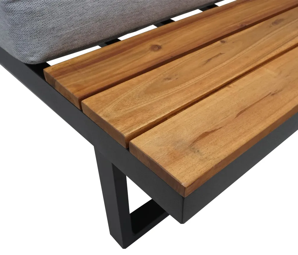 Garten Garnitur HWC-L27, Garnitur Sitzgruppe Lounge-Set Sofa, Spun Poly Alu Akazie Holz Hellgrau 5 Garten Garnitur HWC-L27, Garnitur Sitzgruppe Lounge-Set Sofa, Spun Poly Alu Akazie Holz Hellgrau - Image 5