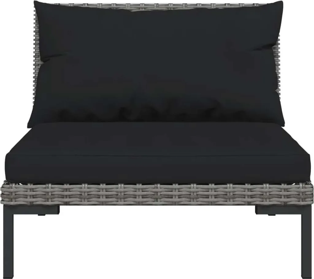 VidaXL 8-tlg. Garten-Lounge-Set Mit Auflagen Poly Rattan Dunkelgrau 4 VidaXL 8-tlg. Garten-Lounge-Set Mit Auflagen Poly Rattan Dunkelgrau - Image 4