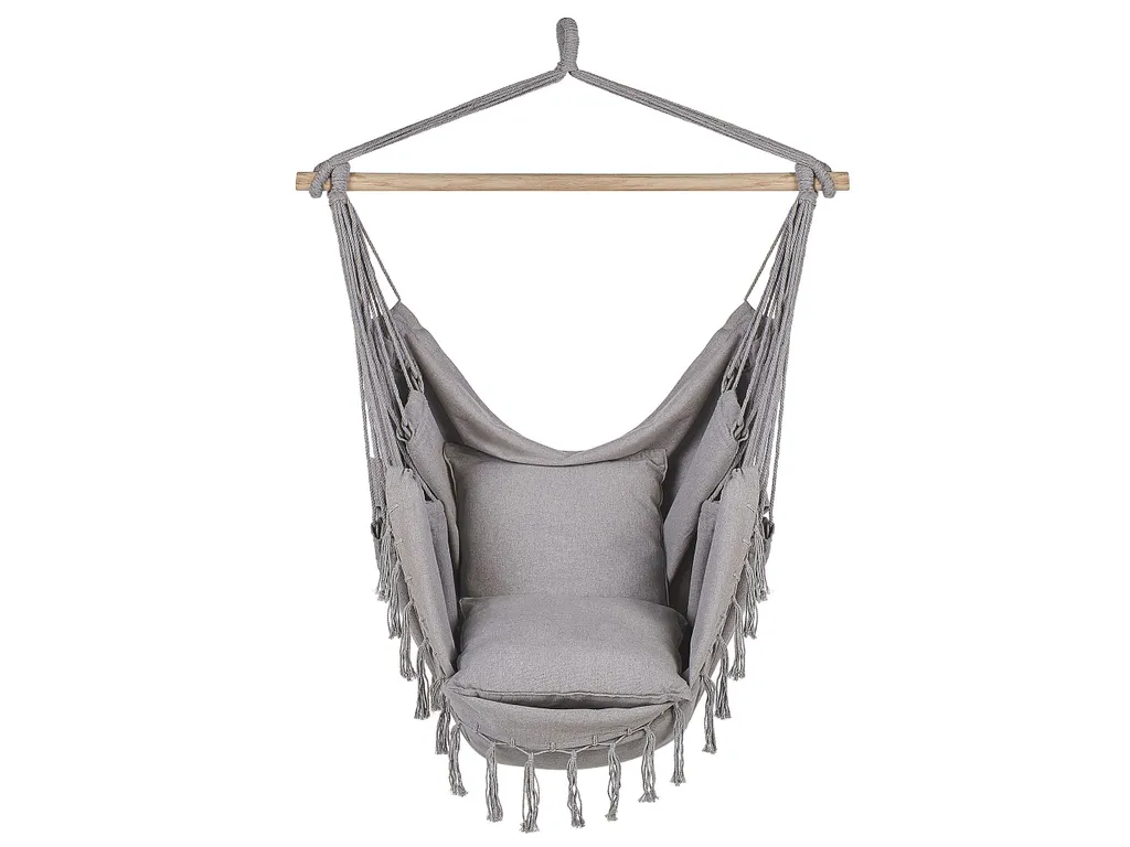 Hängesessel Hellgrau Aus Buchenholz Und Baumwolle Schlafzimmer Wohnbereich Balkon Boho-Stil Modernes Design 4 Hängesessel Hellgrau Aus Buchenholz Und Baumwolle Schlafzimmer Wohnbereich Balkon Boho-Stil Modernes Design - Image 4