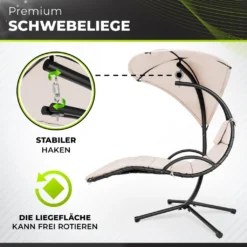 Tillvex Hängeliege Beige Mit Gestell Schwebeliege Schwingliege Gartenliege Sonnenliege Garten -Stil Beet Verkaufsgeschäft b9bc7c8d2341556214c1148e6010b359