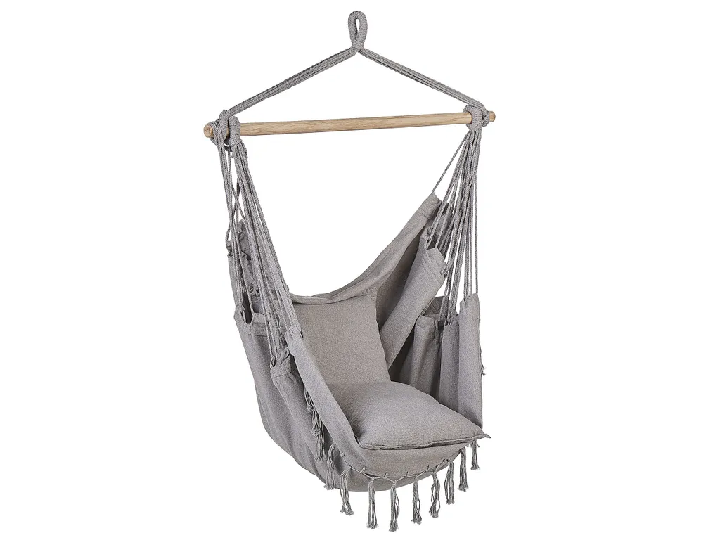 Hängesessel Hellgrau Aus Buchenholz Und Baumwolle Schlafzimmer Wohnbereich Balkon Boho-Stil Modernes Design 1 Hängesessel Hellgrau Aus Buchenholz Und Baumwolle Schlafzimmer Wohnbereich Balkon Boho-Stil Modernes Design