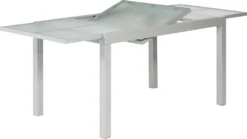 Merxx Gartentisch Ausziehbar 160/220 X 90 Cm - Aluminiumgestell Silber Mit Matter Glasplatte -Stil Beet Verkaufsgeschäft baa36ca6ac469d60f1412651d18938f0