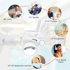 COSTWAY Sonnenliege Gartenliege, Strandliege 5 Stufen Verstellbar, Terrassenliege Gartenmöbel, Relaxliege Für Pool, Garten, Hinterhof -Stil Beet Verkaufsgeschäft bb14fe6f825b2fb1f62888430457b4cf