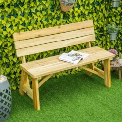 Outsunny Gartenbank 2-Sitzer Parkbank Aus Holz Sitzbank Bis 220 Kg Bank Terrassenbank Mit Rückenlehnen Gartenmöbel Massivholz 116 X 56 X 80 Cm -Stil Beet Verkaufsgeschäft bbf640fa85cac0bdff204e118e53c828