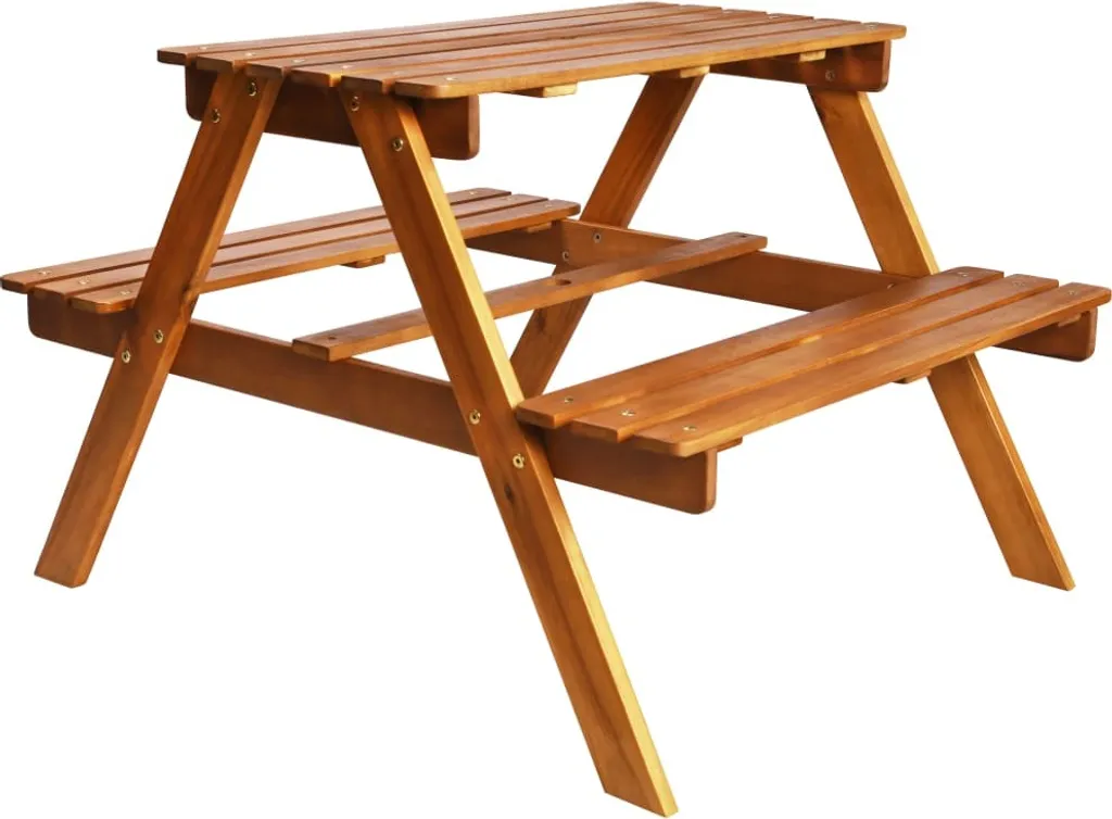 VidaXL Kinder-Picknicktisch Sonnenschirm 79x90x60cm Massivholz Akazie 4 VidaXL Kinder-Picknicktisch Sonnenschirm 79x90x60cm Massivholz Akazie - Image 4