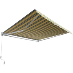Outsunny Markise Gelenkarmmarkise Sonnenschutz Handkurbel Balkon Alu Gelb+Grau 3,5x2,5m -Stil Beet Verkaufsgeschäft bc645c43896e363092e9321f65062198