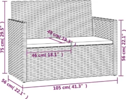 VidaXL Gartenbank Mit Kissen Schwarz 105 Cm Poly Rattan -Stil Beet Verkaufsgeschäft bca936e8d5c69a07efb32a5be3129933