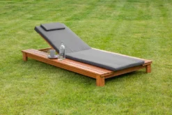 Merxx Gartenliege Viana Verstellbar Eukalyptus Natur, Grau 200 Cm X 105 Cm X 25 Cm