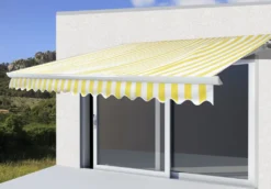 Elektrische Kassetten-Markise H122, Vollkassette Volant 4x3m Polyester Gelb/Weiß -Stil Beet Verkaufsgeschäft bd6d0271ffa5d1c5a6439aec86817caa