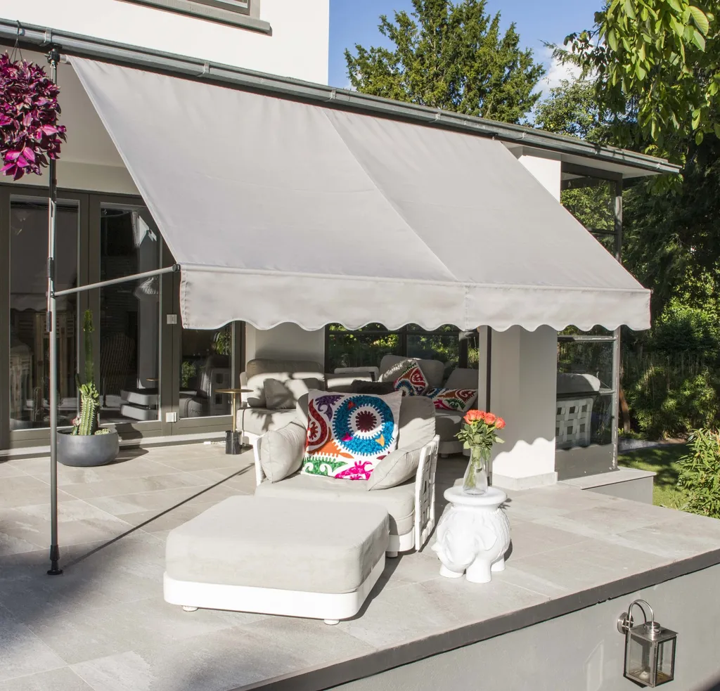 HI 62480 Klemmmarkise Markise B300xT120cm Hellgrau 1 HI 62480 Klemmmarkise Markise B300xT120cm Hellgrau