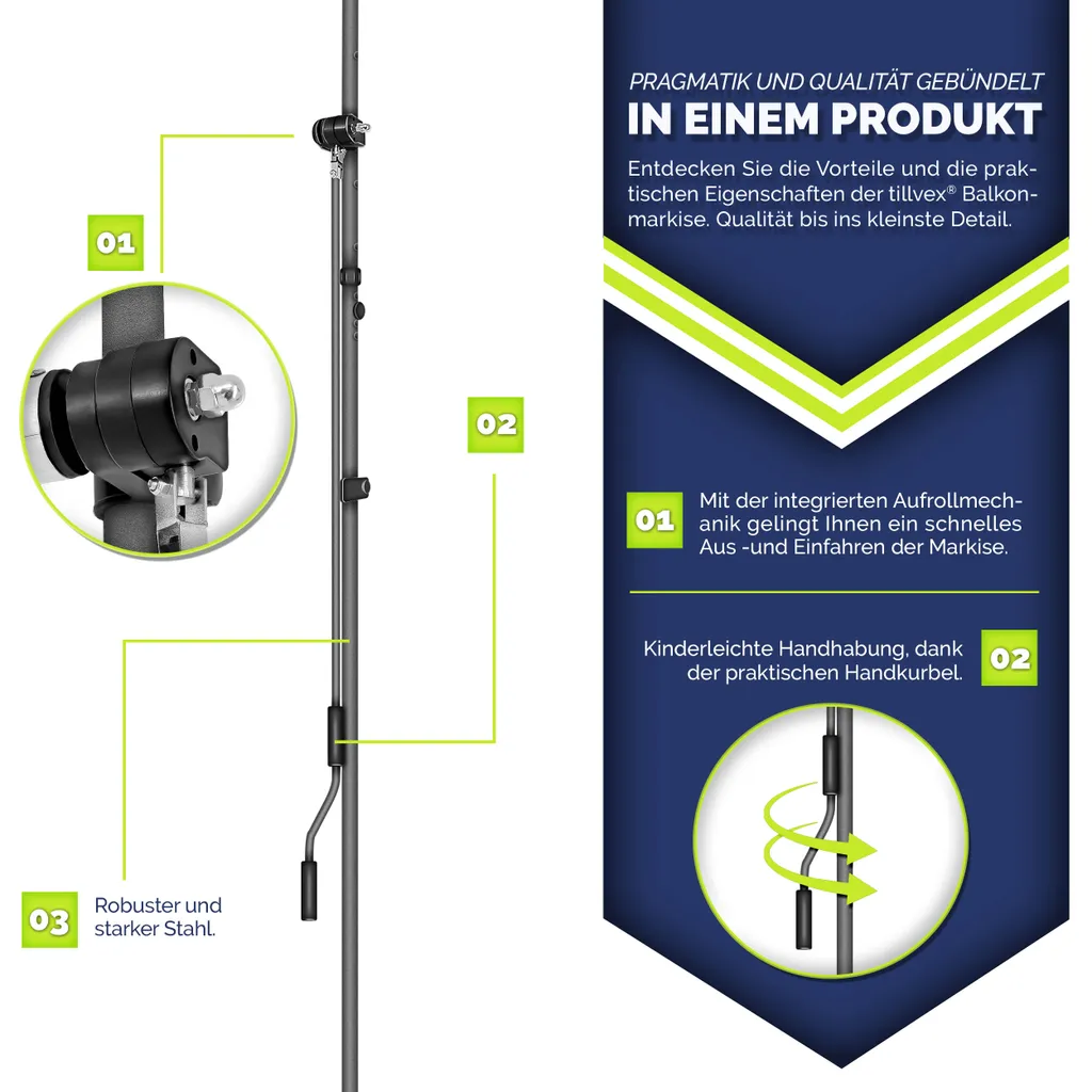Tillvex Balkonmarkise 150 Cm Anthrazit Gelenkarm Markise Klemmmarkise Sonnenmarkise Balkon Ohne Bohren 5 Tillvex Balkonmarkise 150 Cm Anthrazit Gelenkarm Markise Klemmmarkise Sonnenmarkise Balkon Ohne Bohren – Bild 5