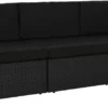VidaXL Modulares 3-Sitzer-Sofa Poly Rattan Schwarz