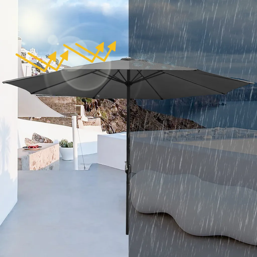 Wolketon 3m-3.5m Sonnenschirm Marktschirm Mit Handkurbel UV40+ Outdoor-Schirm Terrassen Gartenschirm,Grau,3.5m 3 Wolketon 3m-3.5m Sonnenschirm Marktschirm Mit Handkurbel UV40+ Outdoor-Schirm Terrassen Gartenschirm,Grau,3.5m - Image 3