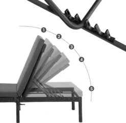 SONGMICS Sonnenliege, Liegestuhl, Gartenliege, Mit 5 Cm Dicker Auflage, Polyrattan, Rückenlehne Verstellbar, 59 X 198 X 28 Cm, Bis 150 Kg Belastbar Schwarz-beige GCB27GYV1 -Stil Beet Verkaufsgeschäft be8db6e33954e7af1b5bfdf7f3f5a3d0