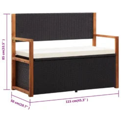 VidaXL Bank Mit Stauraum 115 Cm Poly Rattan Massivholz Akazie Schwarz -Stil Beet Verkaufsgeschäft be92e4fe79de94f63ee8aaa2a62ac009