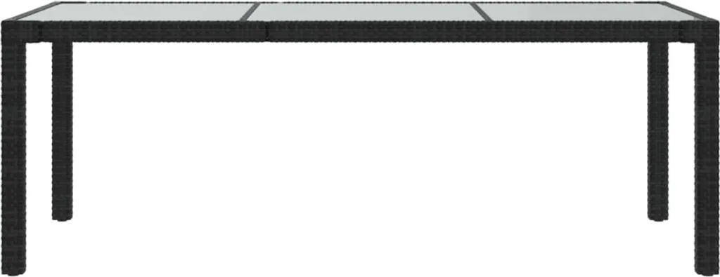 VidaXL Gartentisch Schwarz 190x90x75 Cm Gehärtetes Glas Poly Rattan 3 VidaXL Gartentisch Schwarz 190x90x75 Cm Gehärtetes Glas Poly Rattan – Bild 3