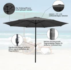 EINFEBEN 3.5m Sonnenschirm Gartenschirm Wasserabweisend Terrassenschirm UV40+ Mit Handkurbel Balkon Marktschirm,Grau,3.5m 10 EINFEBEN 3.5m Sonnenschirm Gartenschirm Wasserabweisend Terrassenschirm UV40+ Mit Handkurbel Balkon Marktschirm,Grau,3.5m -Stil Beet Verkaufsgeschäft bf1776c134b64ca5adf52b965bf088e6