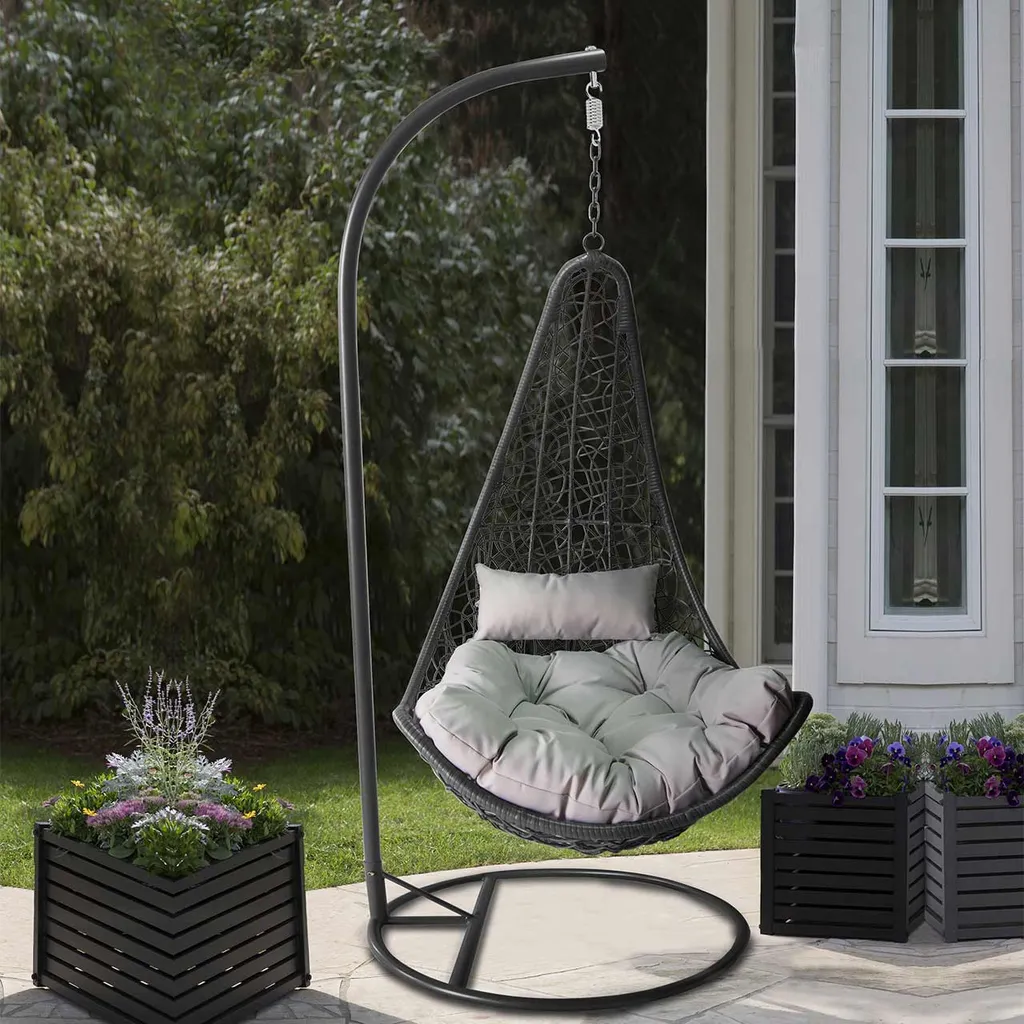 Mirjan24 Hängesessel Boho, Stilvoll Hängestuhl, Gartensessel Mit Stahlskelett, Hängekorb, Kokon (Farbe: Grau, Kissen: Grau) 2 Mirjan24 Hängesessel Boho, Stilvoll Hängestuhl, Gartensessel Mit Stahlskelett, Hängekorb, Kokon (Farbe: Grau, Kissen: Grau) - Image 2