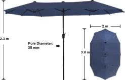 PHIVILLA Garten Sonnenschirme 380mm×200 Mm Balkonschirm Großer Sonnenschirm Für 6-8 Personen Terrassenmöbel Gartenschirm Handkurbel UV 50+ -Stil Beet Verkaufsgeschäft bf4d08c50fa76a2c80833b7aef1bbd16