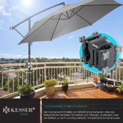 KESSER® Premium Sonnenschirmhalter Universal Balkongeländer - Schirmständer Für Eckige Und Runde Schirme | Balkon Terrasse Sonnenschirm Halterung Hohe Flexibilität | Starke Klemmkraft, Farbe:Anthrazit / Grau -Stil Beet Verkaufsgeschäft bfa5cc33f0a73d2900e41eee28bfd76d