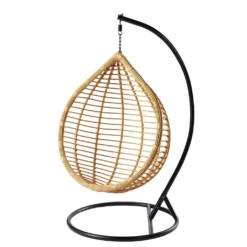 Mirjan24 Hängesessel Bali, Stilvoll Hängekorb, Gartensessel Mit Stahlskelett, Rattan, Kokon (Schwarz / Natur + Grau Kissen) -Stil Beet Verkaufsgeschäft c068c36b6b9e49d9775f924ea00c8d5f