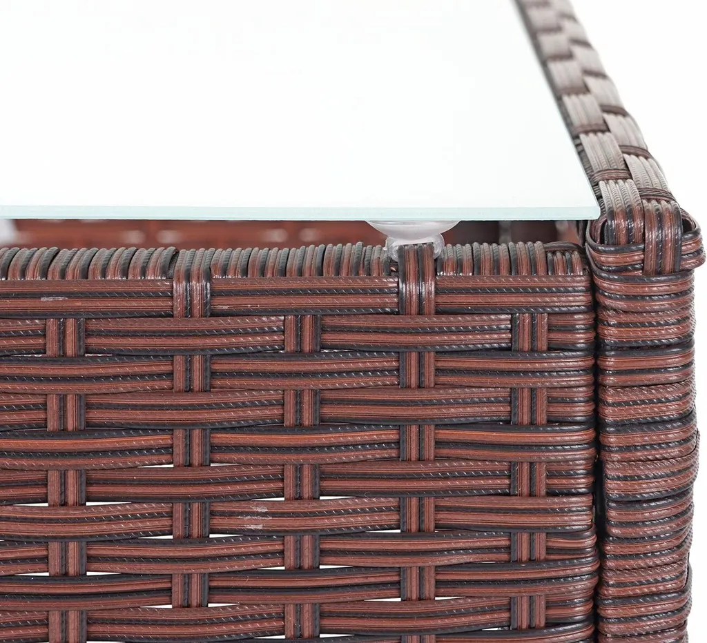 Poly-Rattan Garten-Garnitur HWC-D82, Sitzgruppe Lounge-Set Braun-meliert Mit Kissen Creme 6 Poly-Rattan Garten-Garnitur HWC-D82, Sitzgruppe Lounge-Set Braun-meliert Mit Kissen Creme - Image 6