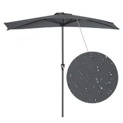 SONGMICS Sonnenschirm Ø 270cm Halbrund Sonnenschutz Bis UPF 50+ Balkonschirm Mit Kurbel Terrassenschirm Ohne Ständer Grau GPU31GY -Stil Beet Verkaufsgeschäft c10121ccd3faa1cbe74cb408884699ce