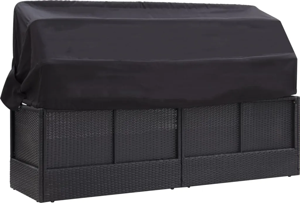 VidaXL Outdoor-Sofabett Mit Sonnendach Poly Rattan Schwarz 4 VidaXL Outdoor-Sofabett Mit Sonnendach Poly Rattan Schwarz – Bild 4