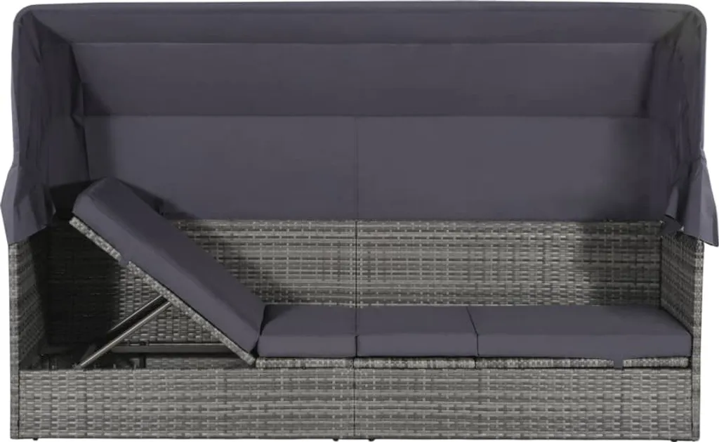 VidaXL Gartenbett Mit Baldachin Grau 205×62 Cm Poly Rattan 3 VidaXL Gartenbett Mit Baldachin Grau 205×62 Cm Poly Rattan - Image 3