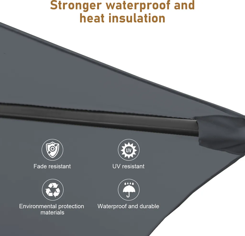 EINFEBEN Sonnenschirm Alu Ampelschirm ? 350cm Grau Gartenschirm Mit Staender, Hoehenverstellbar, Klappbar, UV-Schutz 40+ Diverse Farben Wasserabweisende Marktschirm 2 EINFEBEN Sonnenschirm Alu Ampelschirm ? 350cm Grau Gartenschirm Mit Staender, Hoehenverstellbar, Klappbar, UV-Schutz 40+ Diverse Farben Wasserabweisende Marktschirm - Image 2