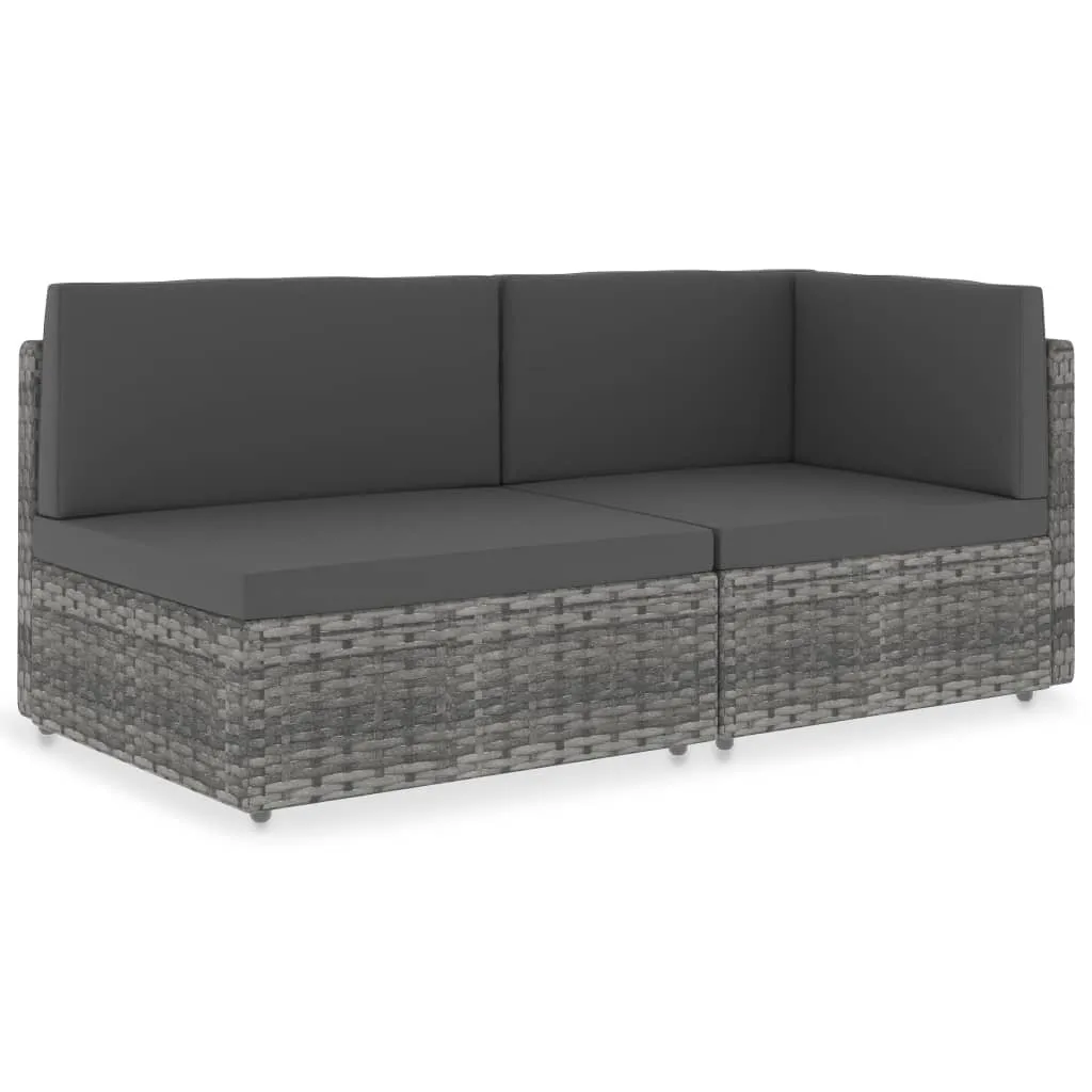 VidaXL Modulares 2-Sitzer-Sofa Poly Rattan Grau 3 VidaXL Modulares 2-Sitzer-Sofa Poly Rattan Grau - Image 3