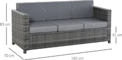 Outsunny Poly-Rattan Sofa Mit Kissen 3-Sitzer Garten Loungesofa Metall Polyester Grau 185 X 70 X 80 Cm -Stil Beet Verkaufsgeschäft c2bdb3e333ff30ed9ff0ca55844d223e