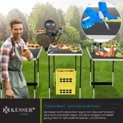 KESSER® Multifunktionstisch Profi 3- Teilig, 100 X 60 Cm, Tapeziertisch 30kg Tragkraft Je Tisch Mit Ausziehfunktion Klapptisch Flohmarktisch Beistelltisch Mehrzwecktisch Campingtisch Höhenverstellbar, Farbe:Schwarz -Stil Beet Verkaufsgeschäft c377a8eee64910f55f27cfe4f512f865