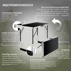 KESSER® Multifunktionstisch Profi 3- Teilig, 100 X 60 Cm, Tapeziertisch 30kg Tragkraft Je Tisch Mit Ausziehfunktion Klapptisch Flohmarktisch Beistelltisch Mehrzwecktisch Campingtisch Höhenverstellbar, Farbe:Schwarz -Stil Beet Verkaufsgeschäft c3c230b8f49520e79e74f484e81fac4b