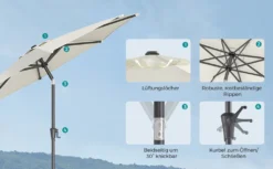 SONGMICS Sonnenschirm 300 Cm, UPF 50+, Beidseitig Um 30° Knickbar, Sonnenschutz, Mit Kurbel Zum Öffnen/Schließen, Beige GPU30BE 16 SONGMICS Sonnenschirm 300 Cm, UPF 50+, Beidseitig Um 30° Knickbar, Sonnenschutz, Mit Kurbel Zum Öffnen/Schließen, Beige GPU30BE -Stil Beet Verkaufsgeschäft c417c813dd068eb8712f808818f921c6