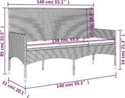 VidaXL Gartenbank 3-Sitzer Mit Kissen Grau Poly Rattan -Stil Beet Verkaufsgeschäft c5432fd74334cff77400e9fa7a272790