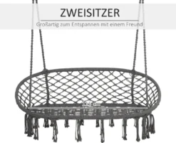 Outsunny Hängesessel Hängestuhl 2-Sitzer Mit Aufhängen Deckenhaken Hängelounger Schwebeliege Doppelliege Doppellounge Lounge Für 2 Personen Grau 130 X 70 X 35 Cm -Stil Beet Verkaufsgeschäft c5566bf0c378175120c616378d6d737e