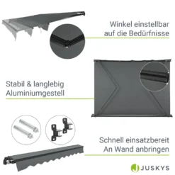 Juskys Markise 350 X 300 Cm - Beschattung Terrasse & Balkon - Gelenkarmmarkise Mit Kurbel & Halterung - Sonnenschutz Balkonmarkise Gelenkmarkise Grau -Stil Beet Verkaufsgeschäft c5a847274b61f530d15436b42b847774