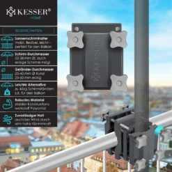 KESSER® Premium Sonnenschirmhalter Universal Balkongeländer - Schirmständer Für Eckige Und Runde Schirme | Balkon Terrasse Sonnenschirm Halterung Hohe Flexibilität | Starke Klemmkraft, Farbe:Anthrazit / Grau -Stil Beet Verkaufsgeschäft c7d7be71caecc5dd6982ac016fcf480f