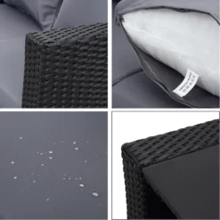 MeXo Gartenmöbel Set Lounge Set Polyrattan Lounges 4-teile Für 3-4 Personen Garten & Balkon Sitzmöbel-Set Schwarz -Stil Beet Verkaufsgeschäft c8496ec46db7a6b4fca2239c87253fcc